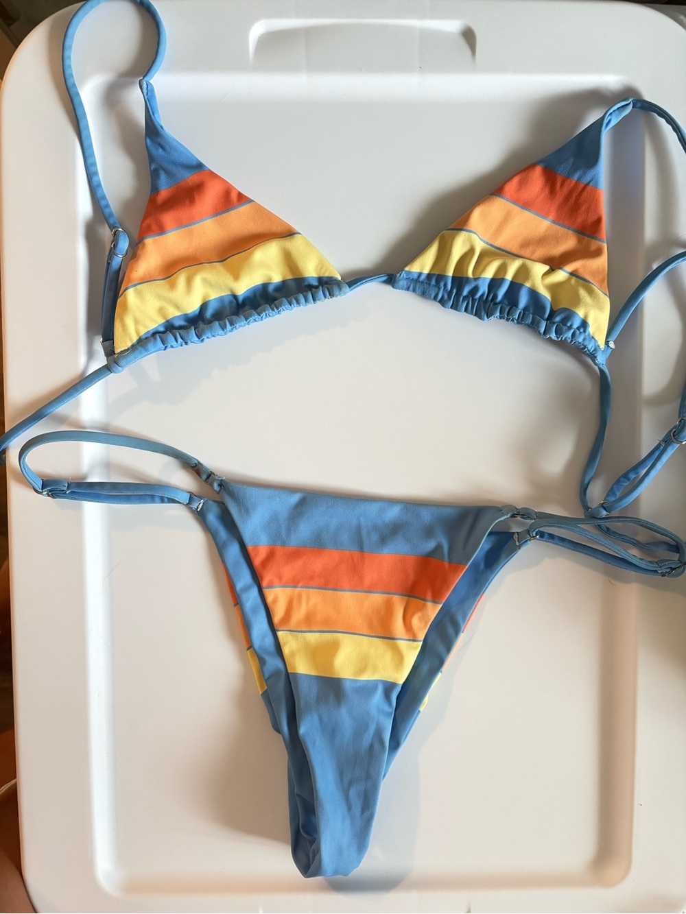 Women’s Blue Stripe Triangle Bikini Set s/m